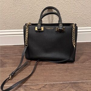 Michael Kors Black Satchel with Gold Accents